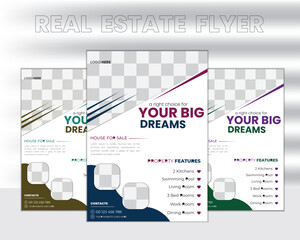 Real Estate Flyer Design template .  vector illustrator . unique design . 