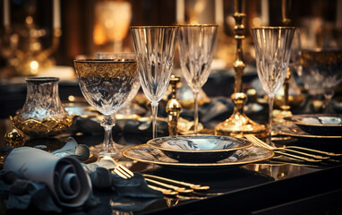 Luxury tableware beautiful table setting in restaurant