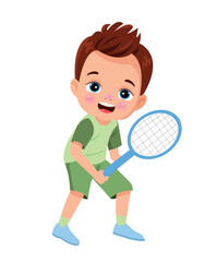 Vector Illustration Of Kids Playing Tennis