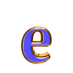 Obraz premium Blue symbol in a golden frame. letter e