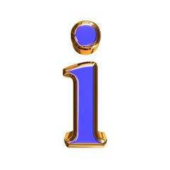 Blue symbol in a golden frame. letter i