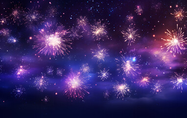 Fototapeta premium Colorful Firework Display In Sky, Celebration Background