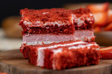 close up strawberry sweets and desserts, strawberry cake