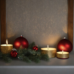 Christmas candles burning in dark ambience