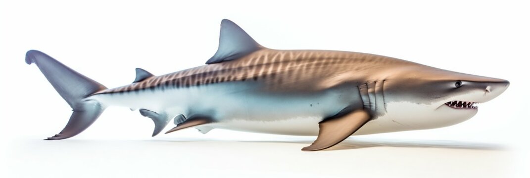 Tiger Shark Isolated on White Background. Generative ai