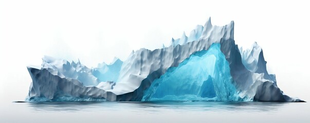 Iceberg Falling into the Sea Isolated on White Background. Generative ai