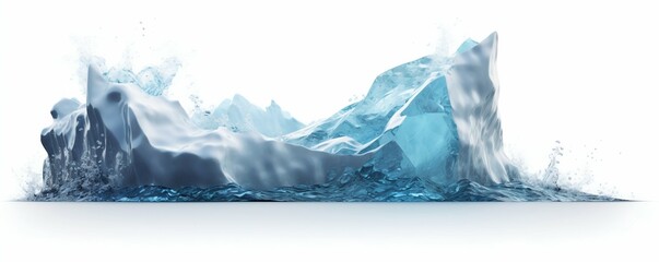 Iceberg Falling into the Sea Isolated on White Background. Generative ai