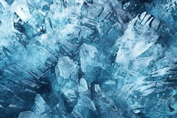 Obraz premium ice texture background, close up macro on blue ice with cracks texture, frozen water crystals winter season graphic resource