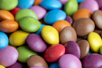 Multicolored chocolates with chocolate filling
