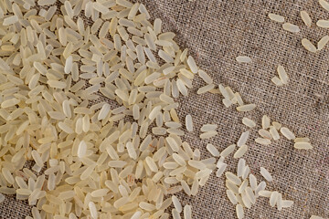 a large amount of uncooked fresh polished rice