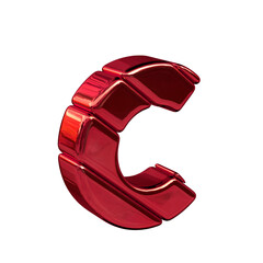 Red diagonal block  symbol view from the left. letter c