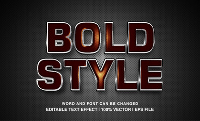 Editable text effect template, 3d bold glossy text style, premium vector