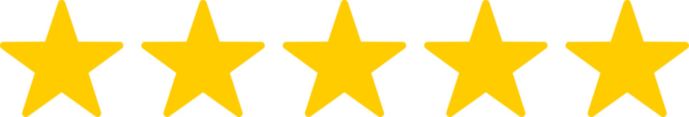 Obraz premium Golden Yellow Five 5 Stars Icon Product Quality Review Symbol. Vector Image.
