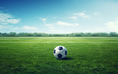 Naklejka premium Soccer field with ball 