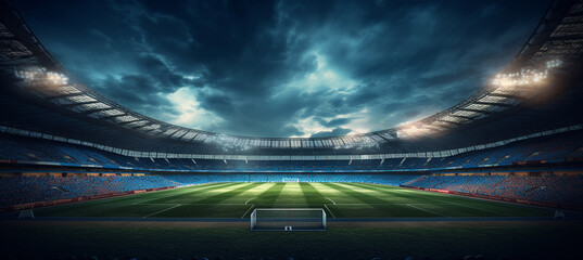 Fototapeta na wymiar Soccer football stadium with floodlights