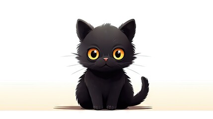 cute illustration of an adorable black cat feline