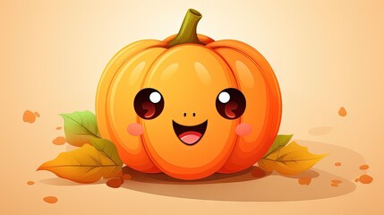 a happy 2D illustration of a jack o lantern for halloween