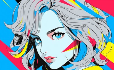 Naklejka premium 女性イラスト,Generative AI AI画像