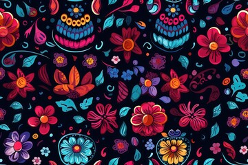Naklejka premium repeating floral tiled pattern seamless