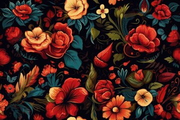 repeating floral tiled pattern seamless