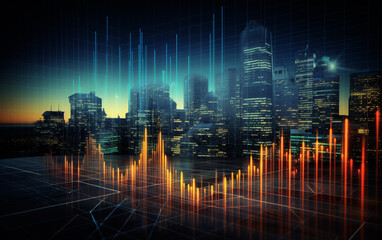 Fototapeta na wymiar Stock market and trading, digital graph
