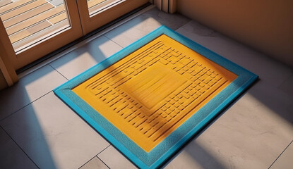 Homey Welcome Mat at Front Door Mockup: Showcase Personalized Greetings for Any Decor Style.