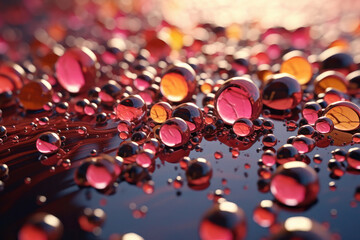 Abstract background with shiny and colorful water drops. splashes shimmer and glow
