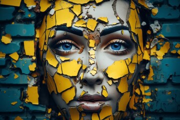 ひび割れた顔,Generative AI AI画像