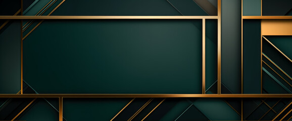 Green design geometric abstract gold pattern, green luxury background.
