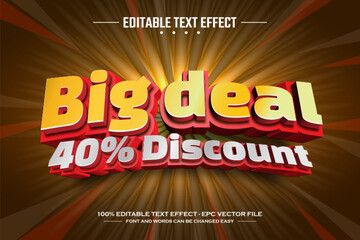 Big deal 40 discount 3D editable text effect template