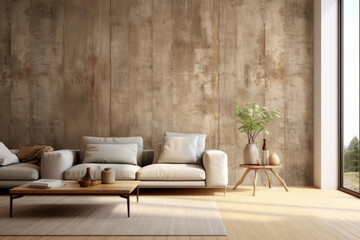 A rustic background with earthy tones of brown and beige. The subtle light from the window casts intricate shadows of wooden textures, enhancing the natural, organic feel of the setting.