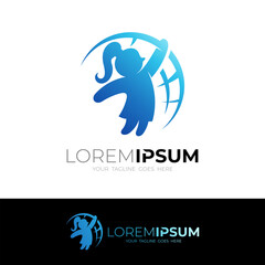 Globe logo and children care design illustration