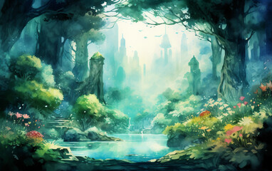 Watercolor adventure background