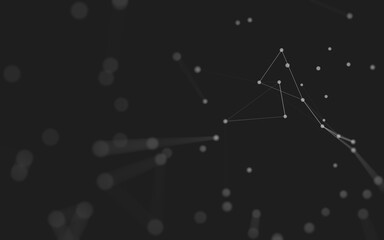 Abstract background. Molecules technology with polygonal shapes, connecting dots and lines. Connection structure. Big data visualization.