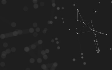 Abstract background. Molecules technology with polygonal shapes, connecting dots and lines. Connection structure. Big data visualization.