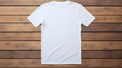 white t-shirt on a wooden background (ai generated)	