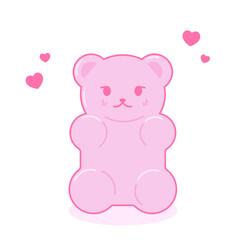 Kawaii jelly bears gummy. Cute pink character.