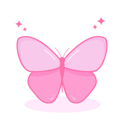 Cute pink butterfly. Nostalgia Y2k style.