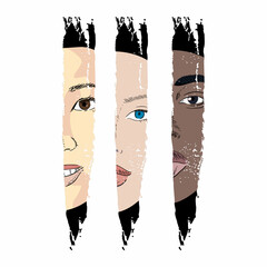	Design for a t-shirt with three faces of women of different skin colors. Good vector illustration to represent the feminist struggle