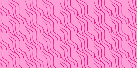 Barbie background. Pink shape seamless pattern. Trendy Barbiecore Style. Strokes the similarity of waves is chaotic. Template for textile and wallpaper. Vector illustration..