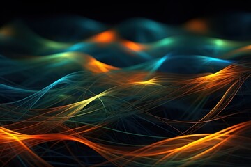 Abstract futuristic backdrop with glowing waves and neon lines. concept of energy, technology and innovation. Vibrant, artistic, and innovative concept