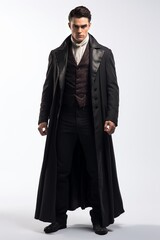 Obraz na płótnie Canvas 3D of a historical male vampire with black coat