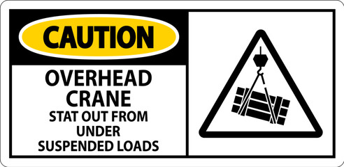 Caution Sign, Overhead Crane Suspended Loads