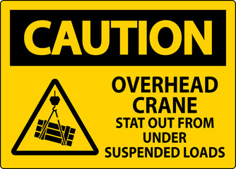 Caution Sign, Overhead Crane Suspended Loads