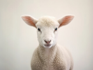 Close-up photograph showcases the gentle and contemplative expression of a real lamb