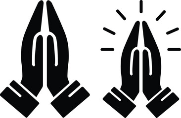 Pray icon set . Hands folded in prayer flat icon collection. Outline hands folded in prayer icon isolated on white background. Designed for web and app design interfaces.