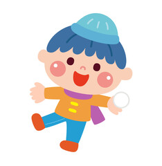 冬の男の子のイラスト