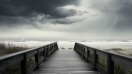 Keuken spatwand met foto Boardwalk to beach . Storm approaching.   © Jeff