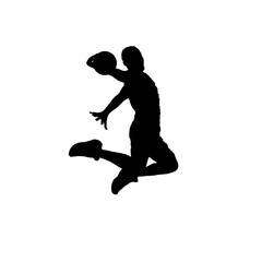 Fototapeta na wymiar Basketball athlette in action. Basketball athlette silhouette. Black and white basketball athlette illustration. 