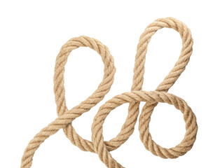 Hemp rope isolated on white, top view